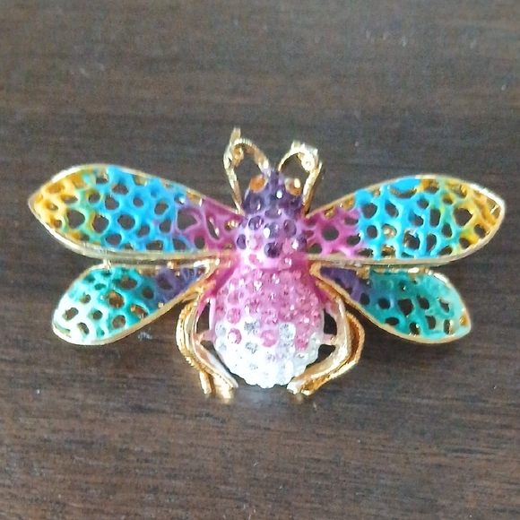 Vibrant Multicolor Bee Brooch Betsey Johnson But Unmarked